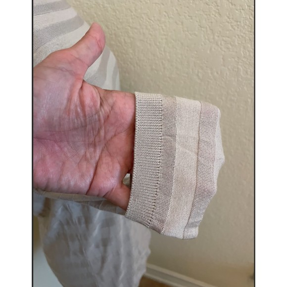 Loft 3/4 Sleeve Semi Sheer Striped Top - Sz L - Picture 3 of 11